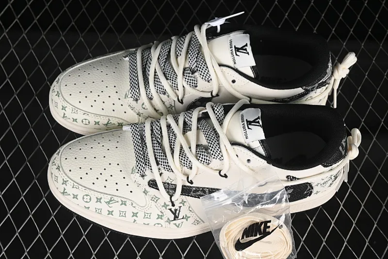 All categories Air Jordan Jordan series basketball shoes Air Jordan 1 Low High-end customized low-top sneakers Travis Scott x Fragment Design x Air Jordan 1 Low OG SP AJ1 LV joint black printed drawstring low-top cultural casual sneakers YX5066-325